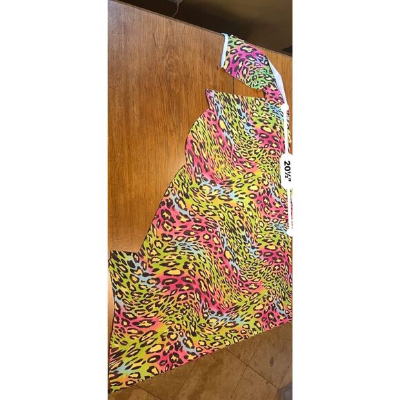 Stretchy Spandex Rainbow Leopard Fabric See Photos for Measurements Around 1yd - Picture 3 of 5